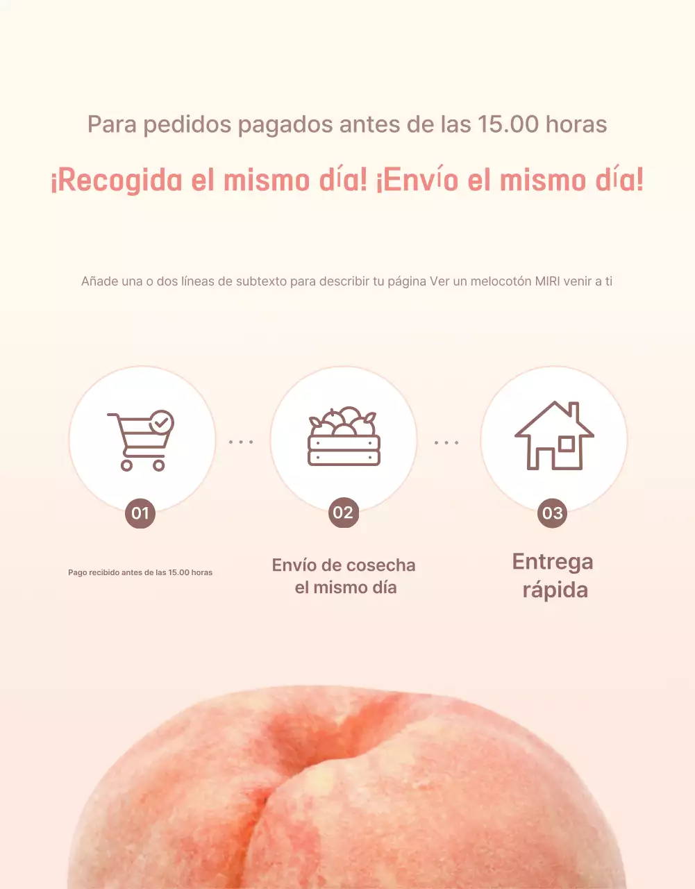 Promocionar el melocotón fresco amarillo y rosa con información y precauciones