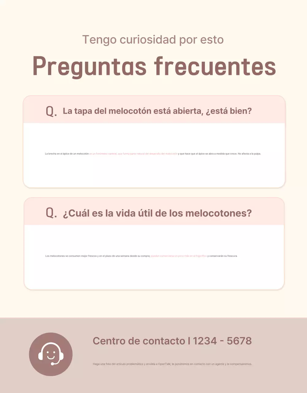 Promocionar el melocotón fresco amarillo y rosa con información y precauciones
