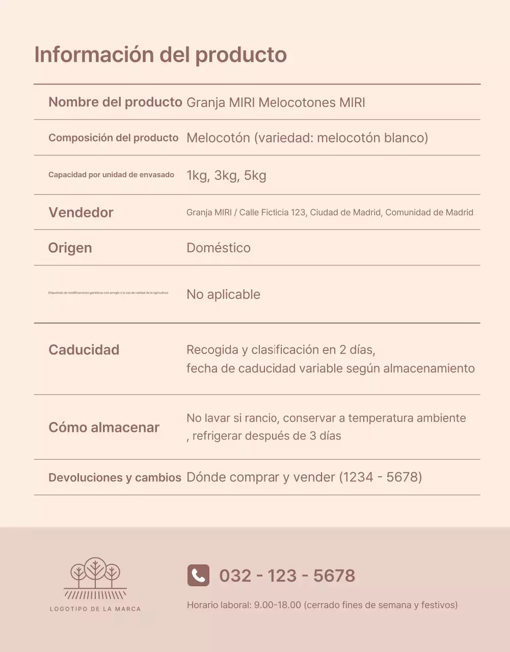 Promocionar el melocotón fresco amarillo y rosa con información y precauciones
