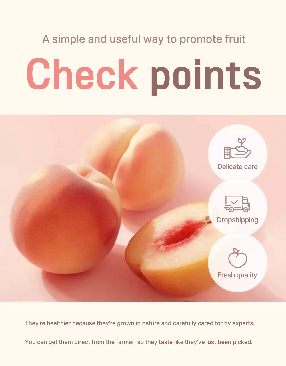 Promote the sale of a clean, fresh peach checkpoint with yellow and pink colors