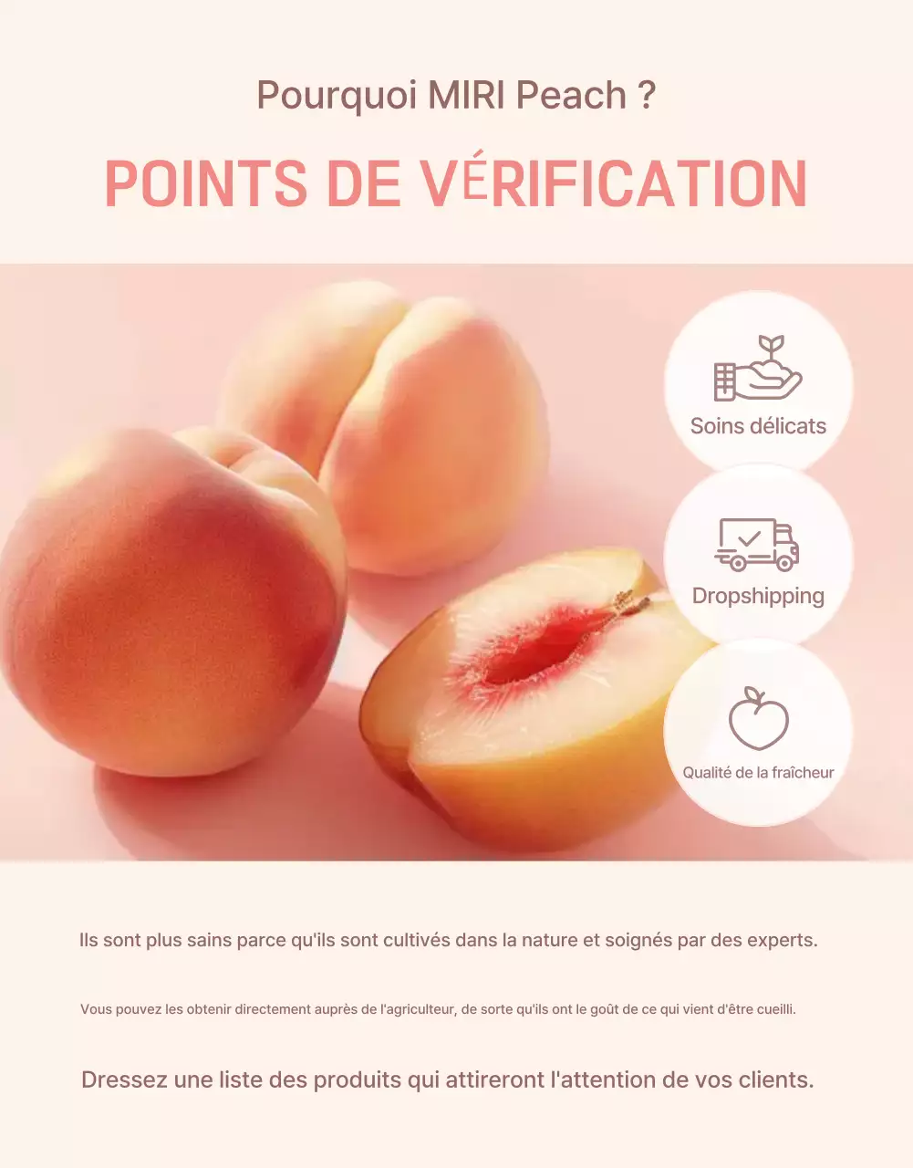 Promouvoir la vente d'un point de contrôle de pêche fraîche en jaune et rose