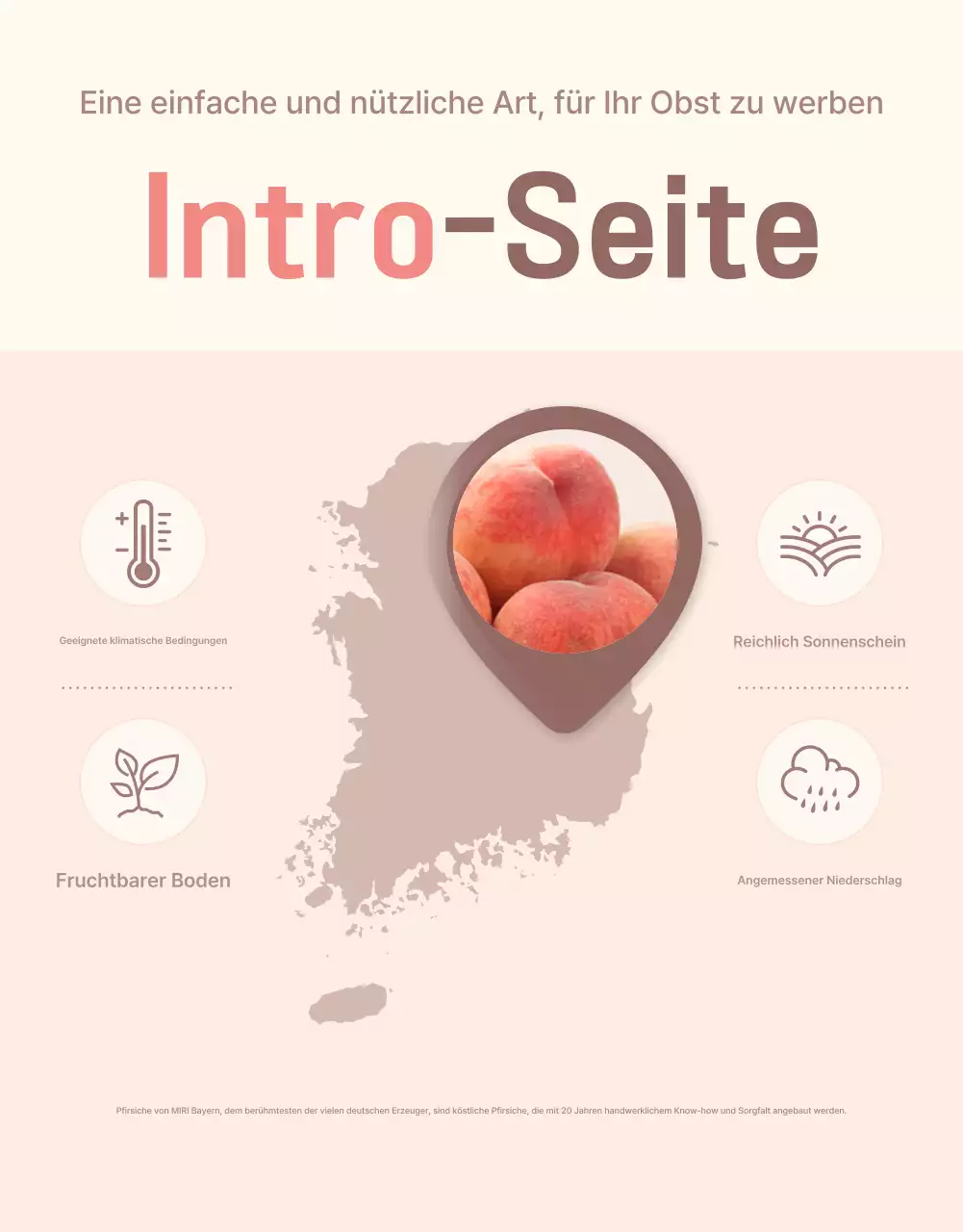 Ein sauberes, erfrischendes Pfirsich-Intro in Gelb und Rosa zur Verkaufsförderung