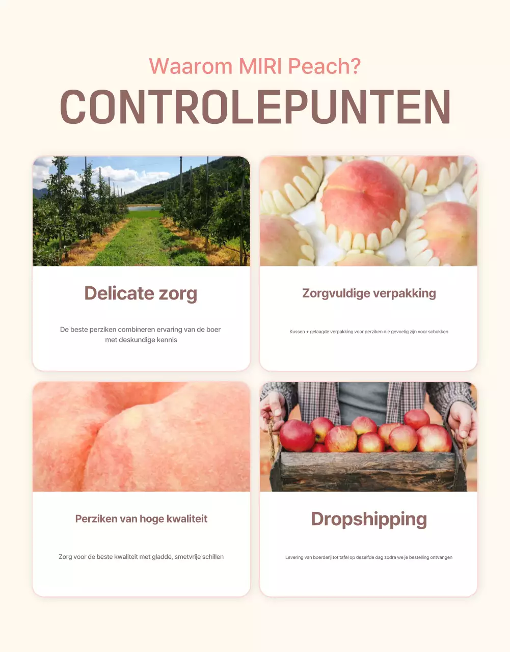 Promoot de verkoop van een verse perzikcontrolepost in geel en roze