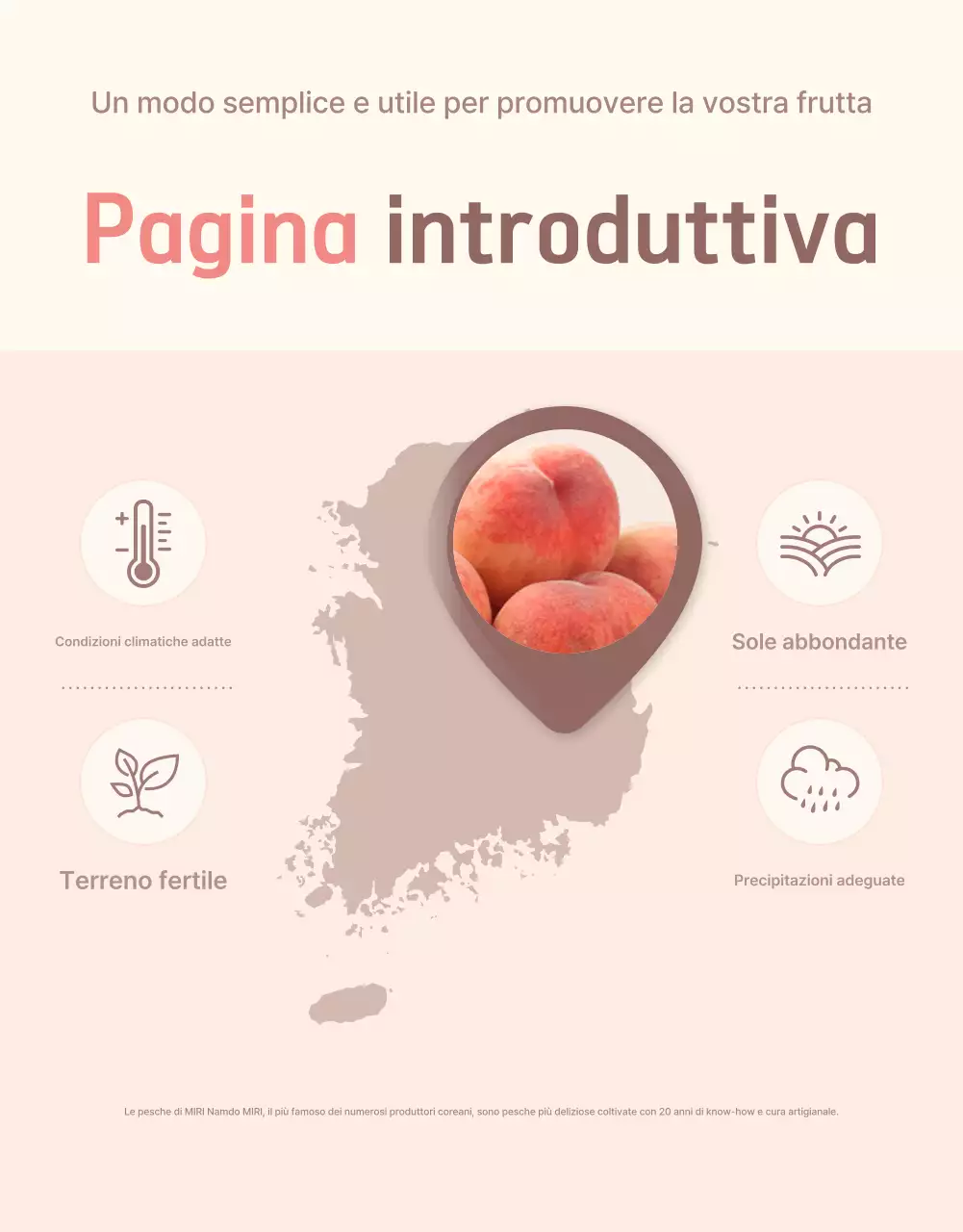 Un'introduzione pulita e rinfrescante alla pesca, in giallo e rosa, per promuovere le vendite.