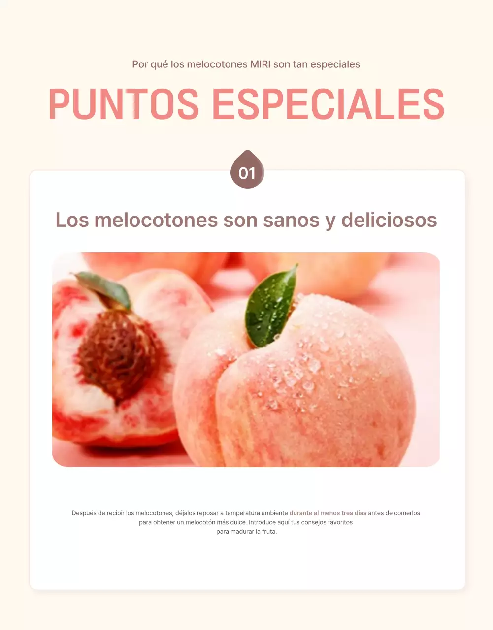 Promover la venta de un punto de control de melocotón fresco en amarillo y rosa
