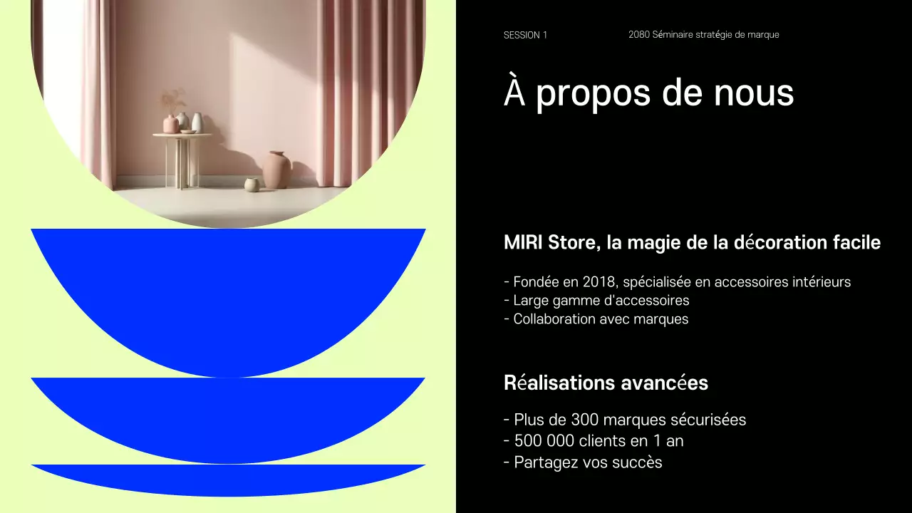 Présentation d'exemples de petites marques qui s'inspirent du bleu et de la chartreuse