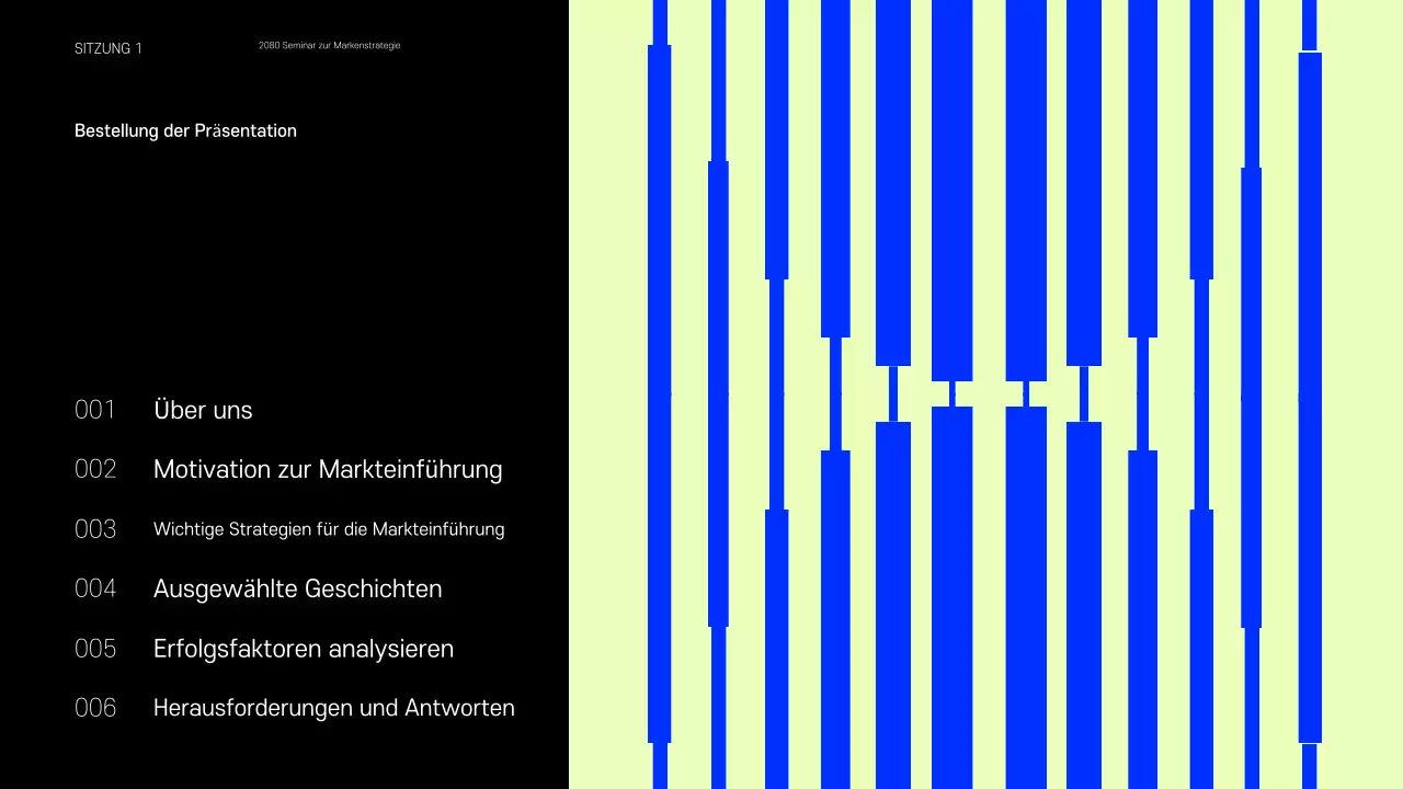 Präsentation mit Beispielen kleiner Marken, die auf Blau und Chartreuse setzen