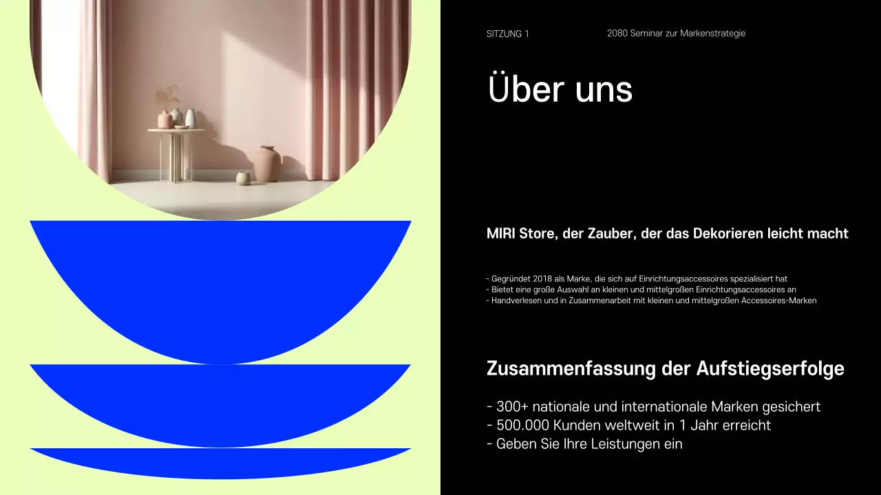 Präsentation mit Beispielen kleiner Marken, die auf Blau und Chartreuse setzen