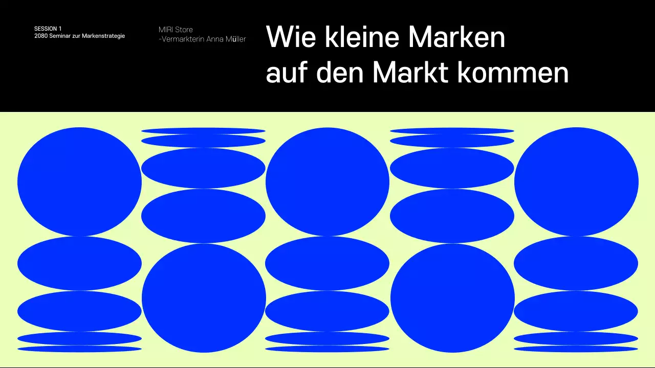 Präsentation mit Beispielen kleiner Marken, die auf Blau und Chartreuse setzen
