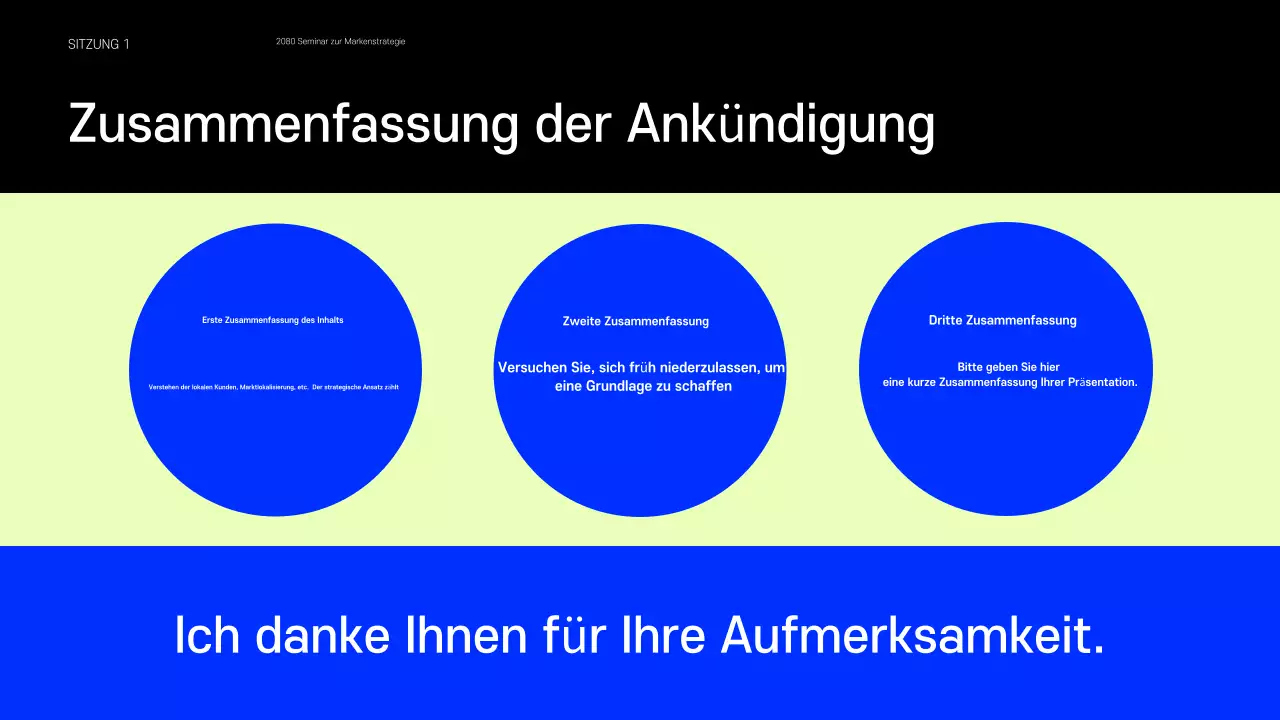 Präsentation mit Beispielen kleiner Marken, die auf Blau und Chartreuse setzen