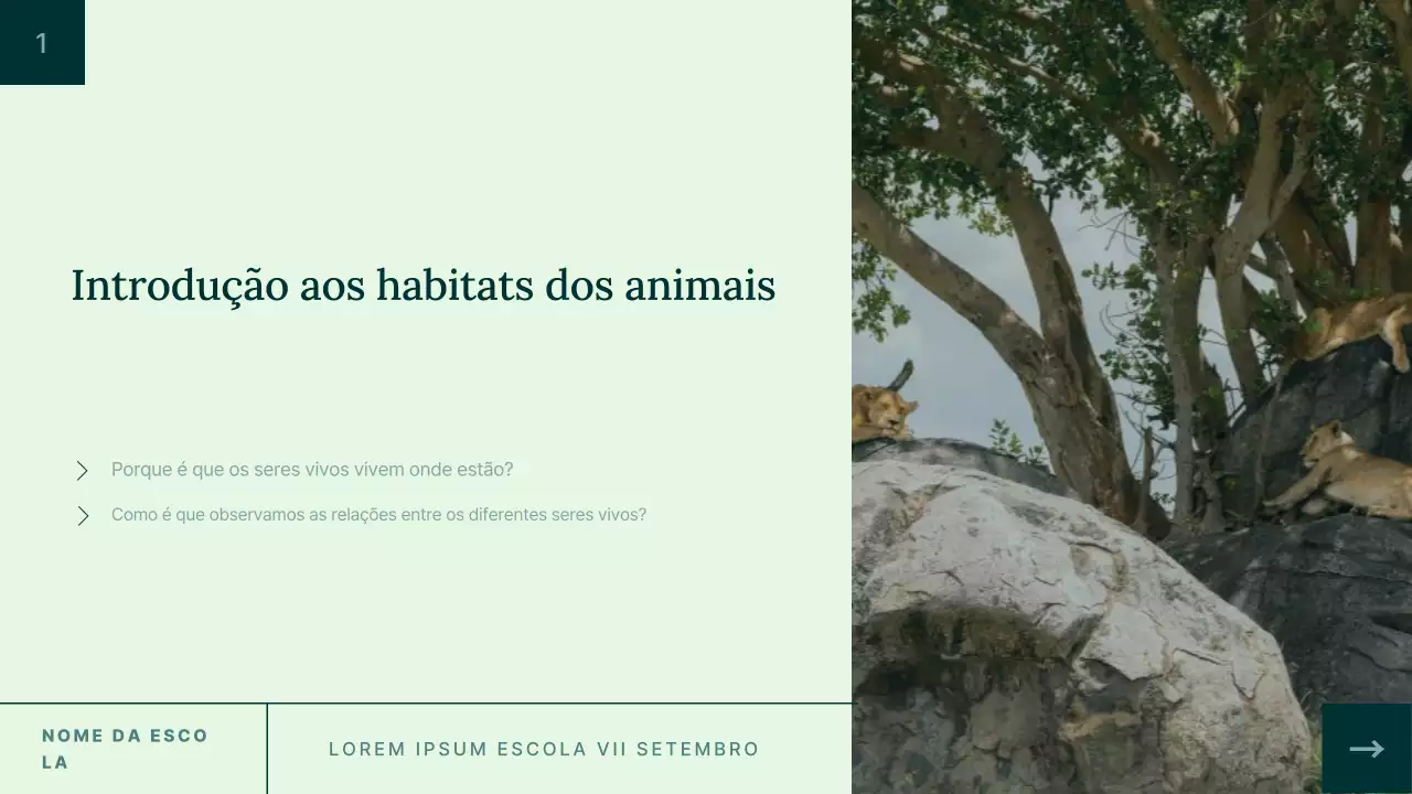 Introdução ao habitat animal verde simples