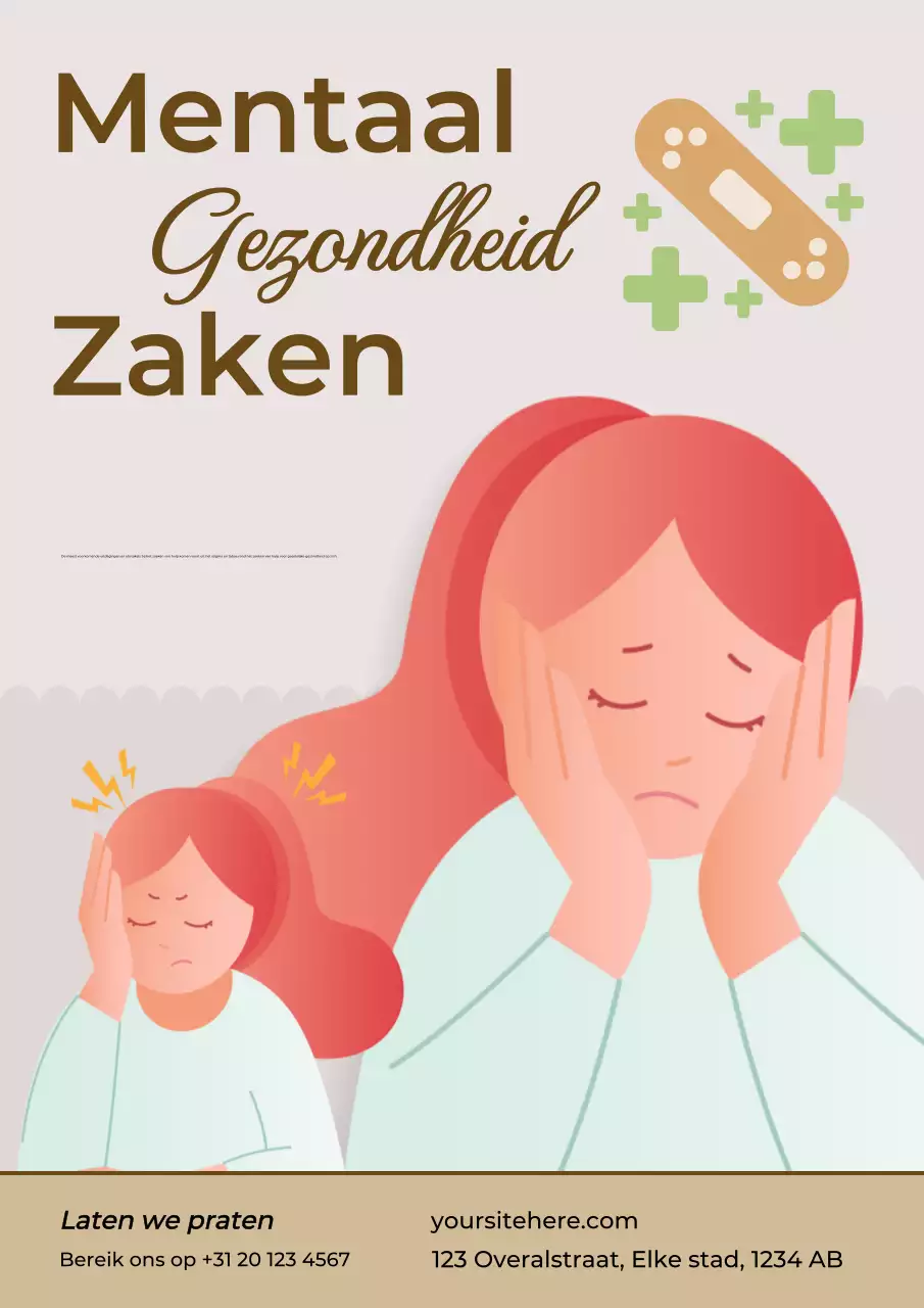 Bruin en Roze Plain Mental Health Awareness Advertentie