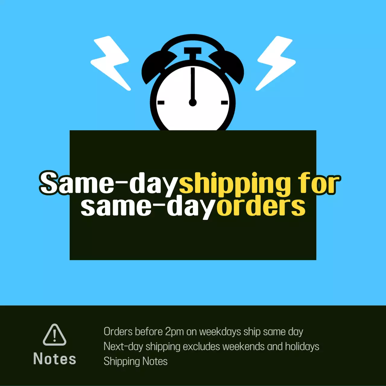 Aviso de entrega no próprio dia minimalista em azul claro