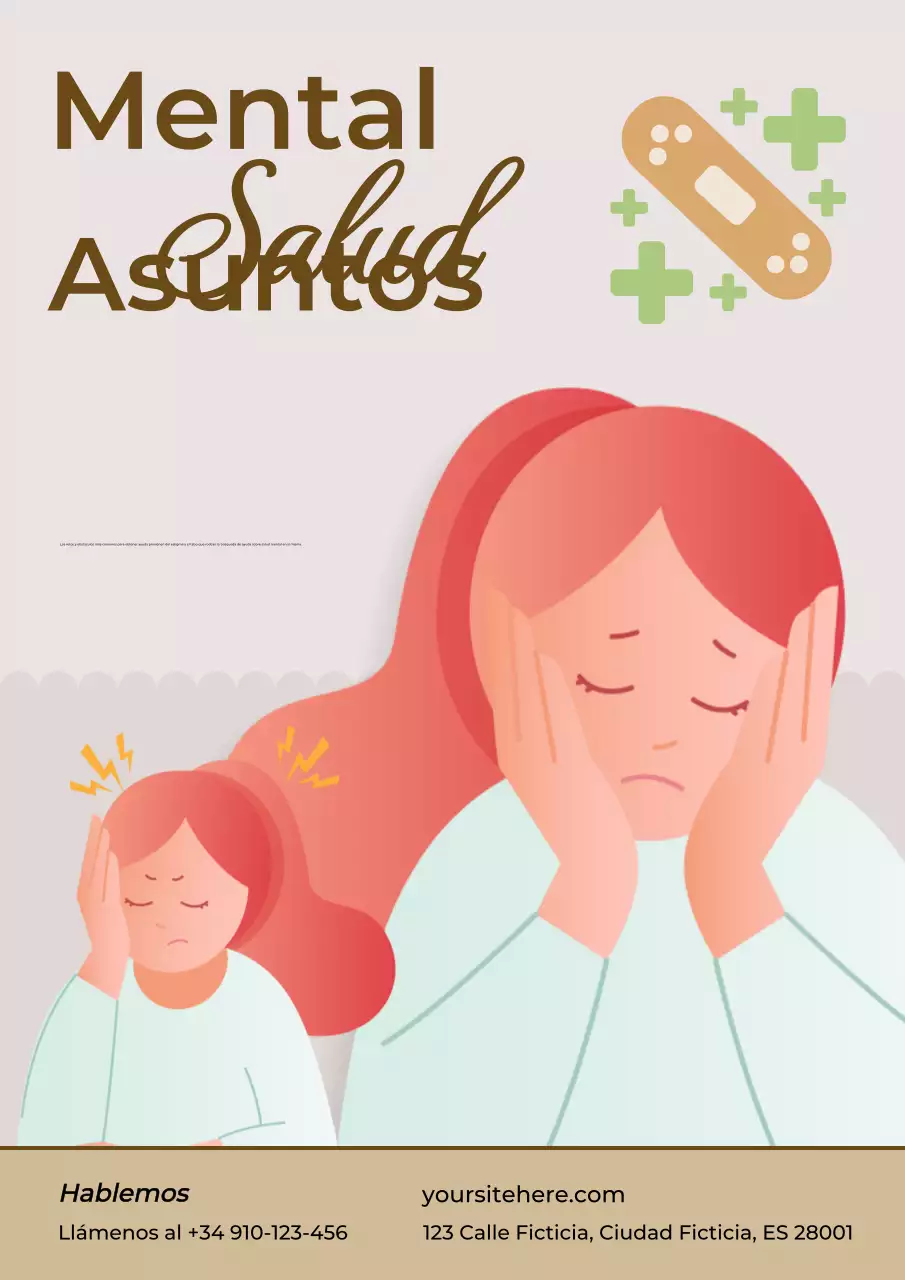 Anuncio liso marrón y rosa de concienciación sobre la salud mental