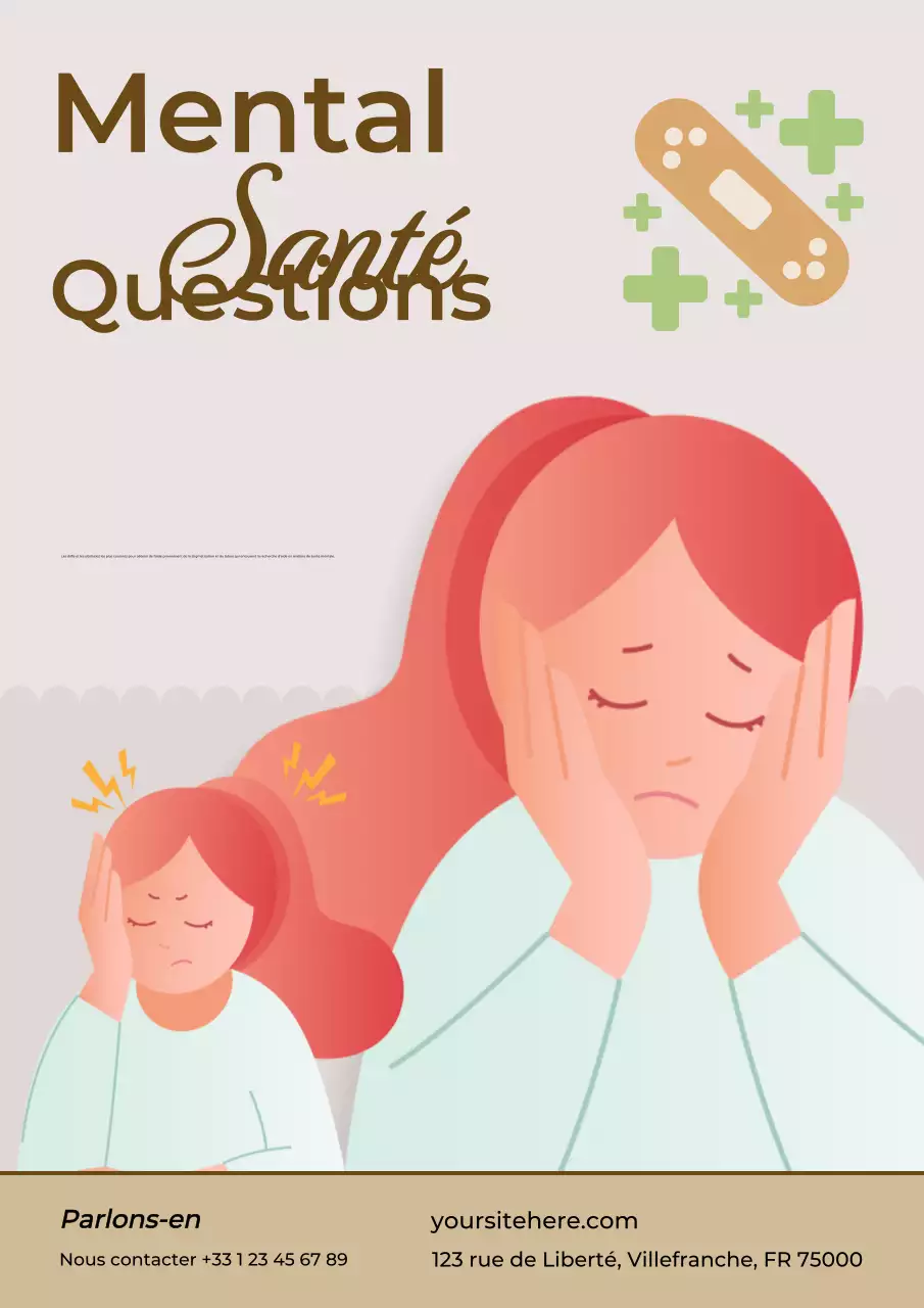 Publicité marron et rose pour la sensibilisation à la santé mentale