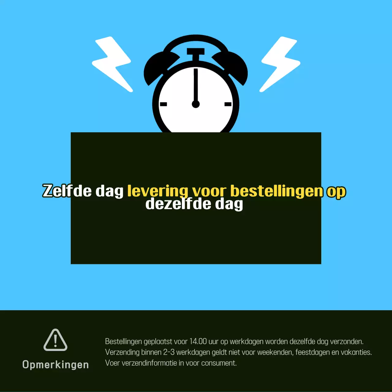 Minimalistische kennisgeving voor levering op dezelfde dag in lichtblauw