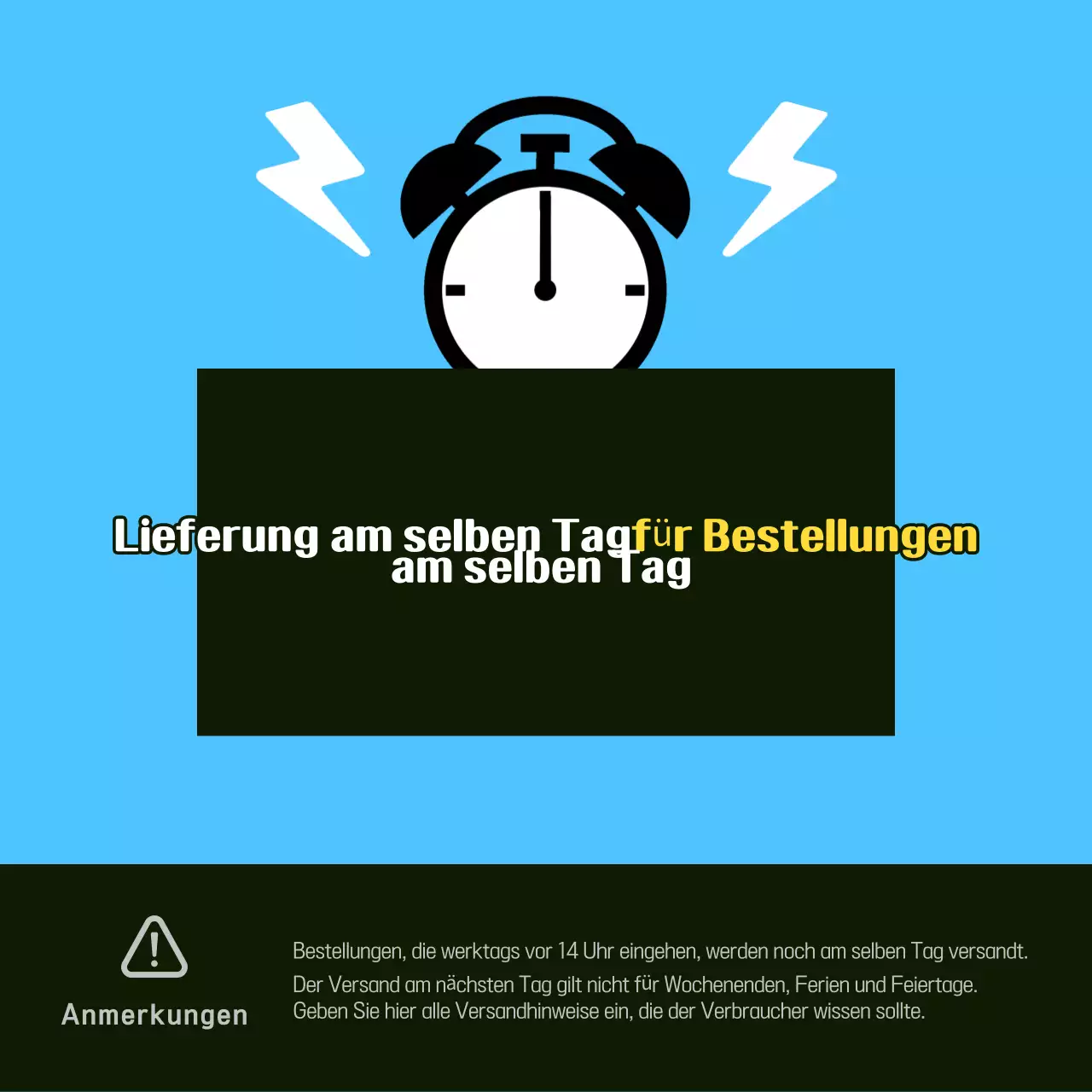 Minimalistischer Hinweis auf Zustellung am selben Tag in Hellblau