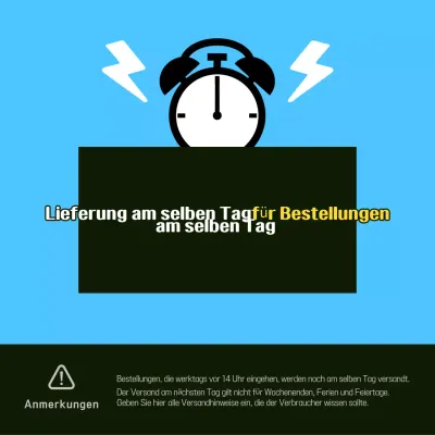 Minimalistischer Hinweis auf Zustellung am selben Tag in Hellblau