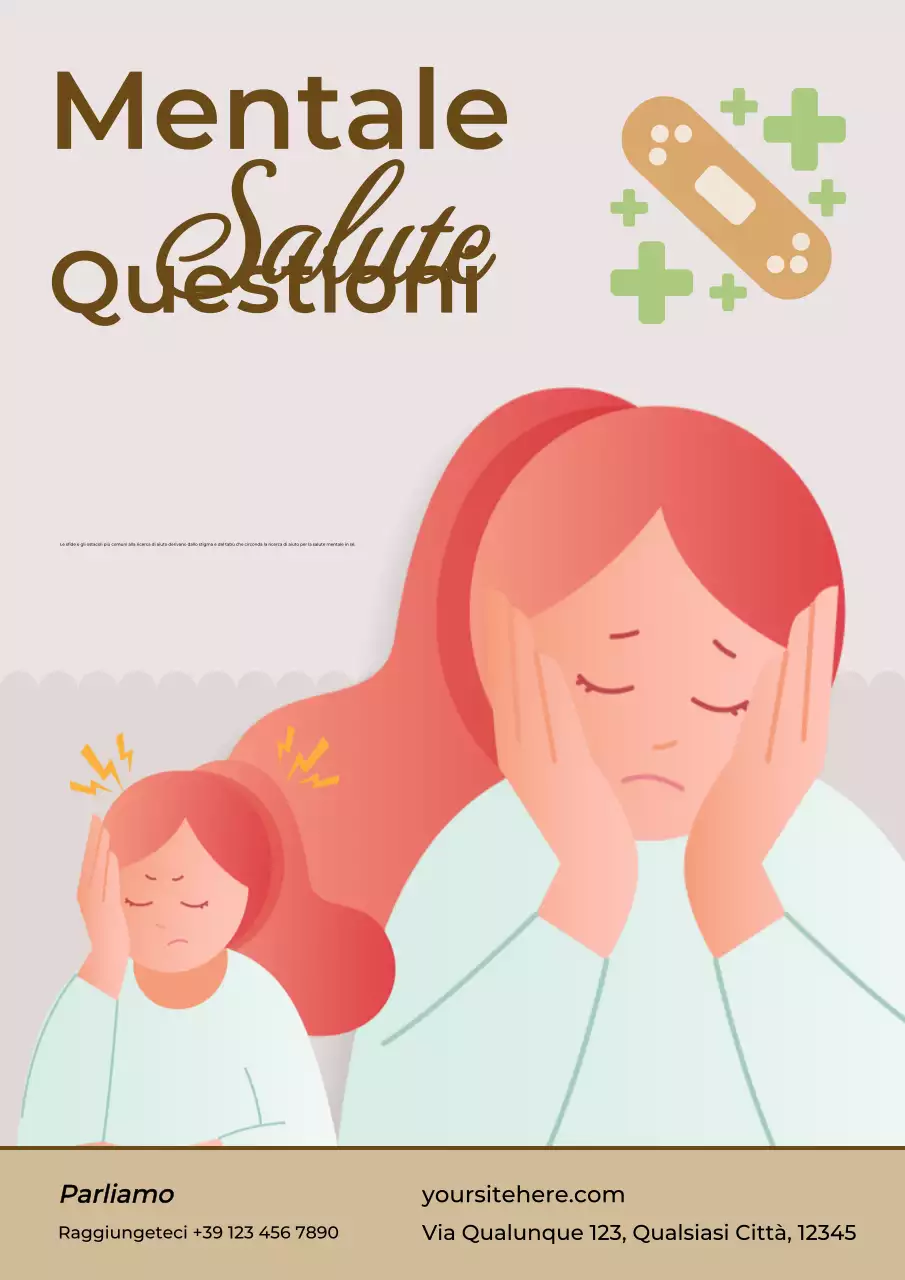 Pubblicità a tinta unita marrone e rosa per la sensibilizzazione alla salute mentale