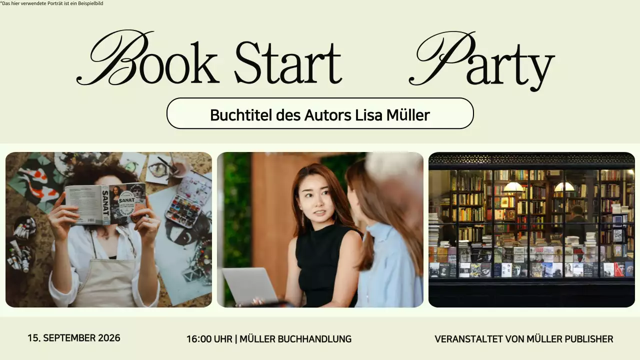 Schwarz und Beige Minimalist Buch Launch Party Anzeige