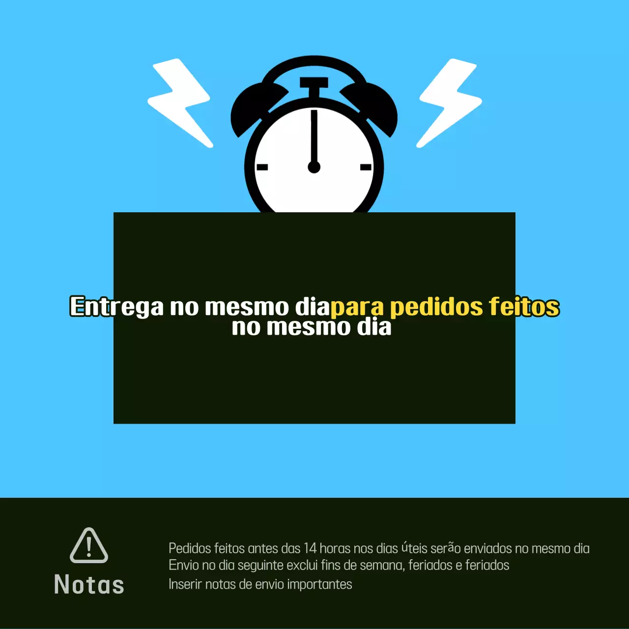 Aviso de entrega no próprio dia minimalista em azul claro