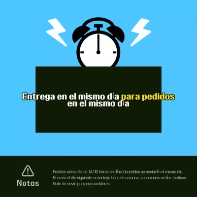 Aviso minimalista de entrega en el mismo día en azul claro