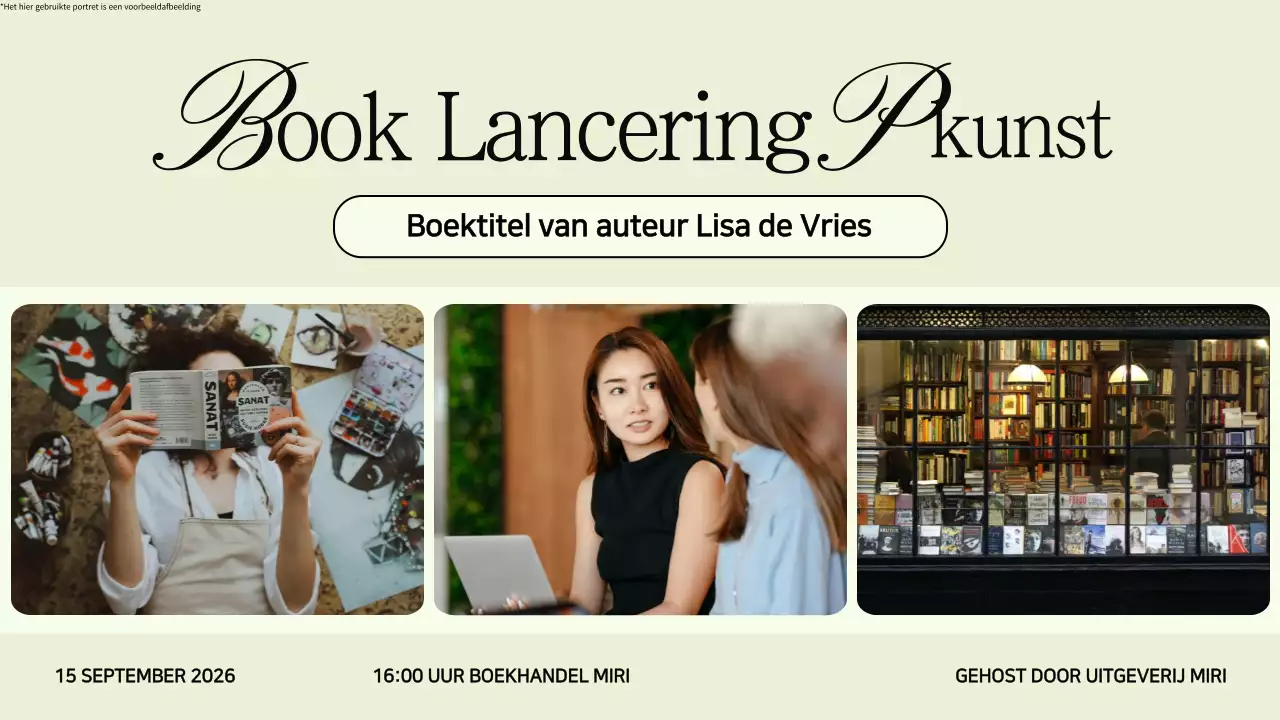 Zwart en Beige Minimalistisch Boek Lanceerfeest Advertentie