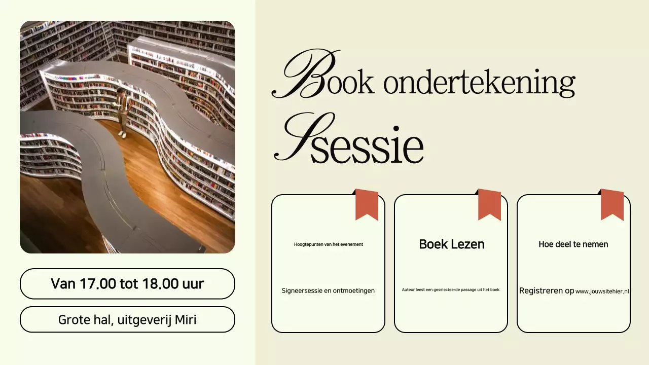 Zwart en Beige Minimalistisch Boek Lanceerfeest Advertentie