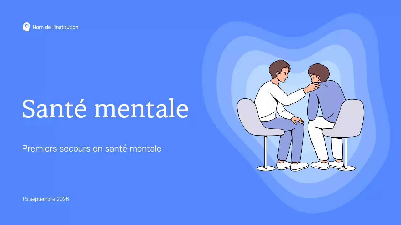 Matériel d'étude moderne bleu et blanc Santé mentale et thérapie