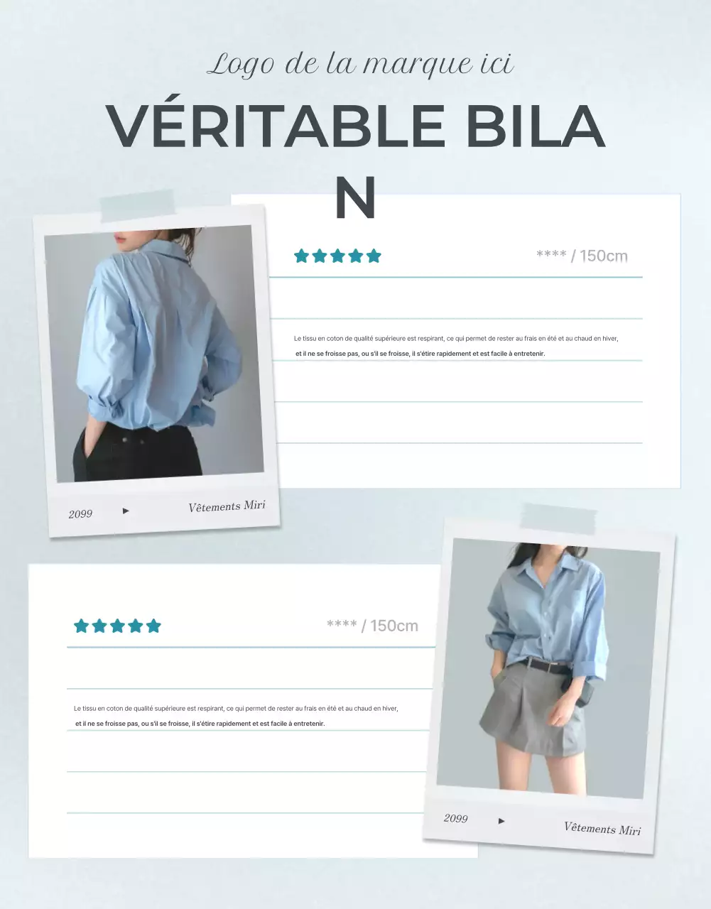 Promouvoir un événement de revue de mode minimaliste en bleu clair et gris