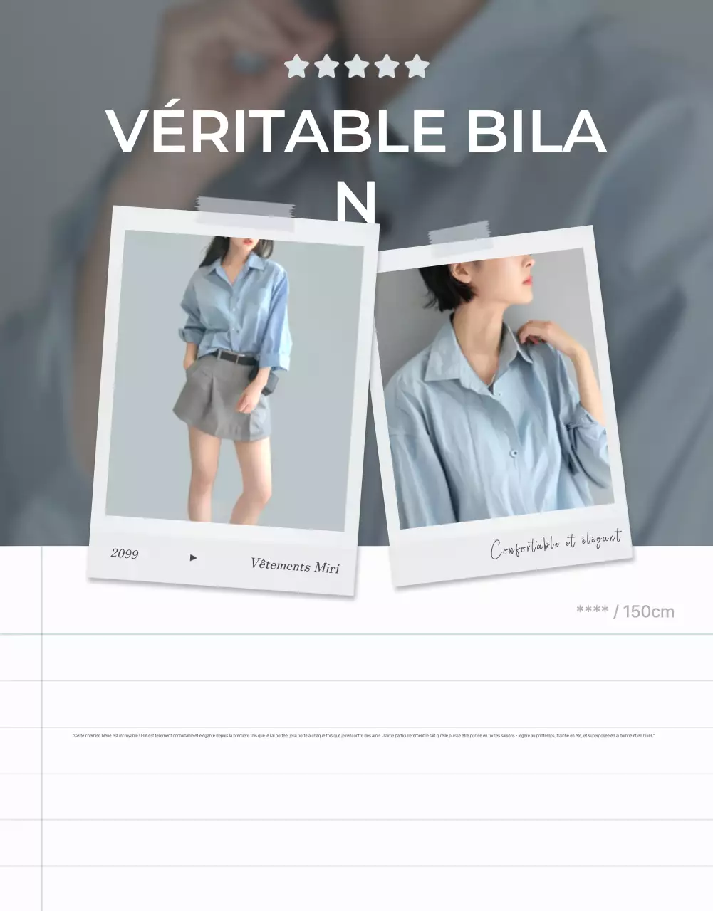 Promouvoir un événement de revue de mode minimaliste en bleu clair et gris