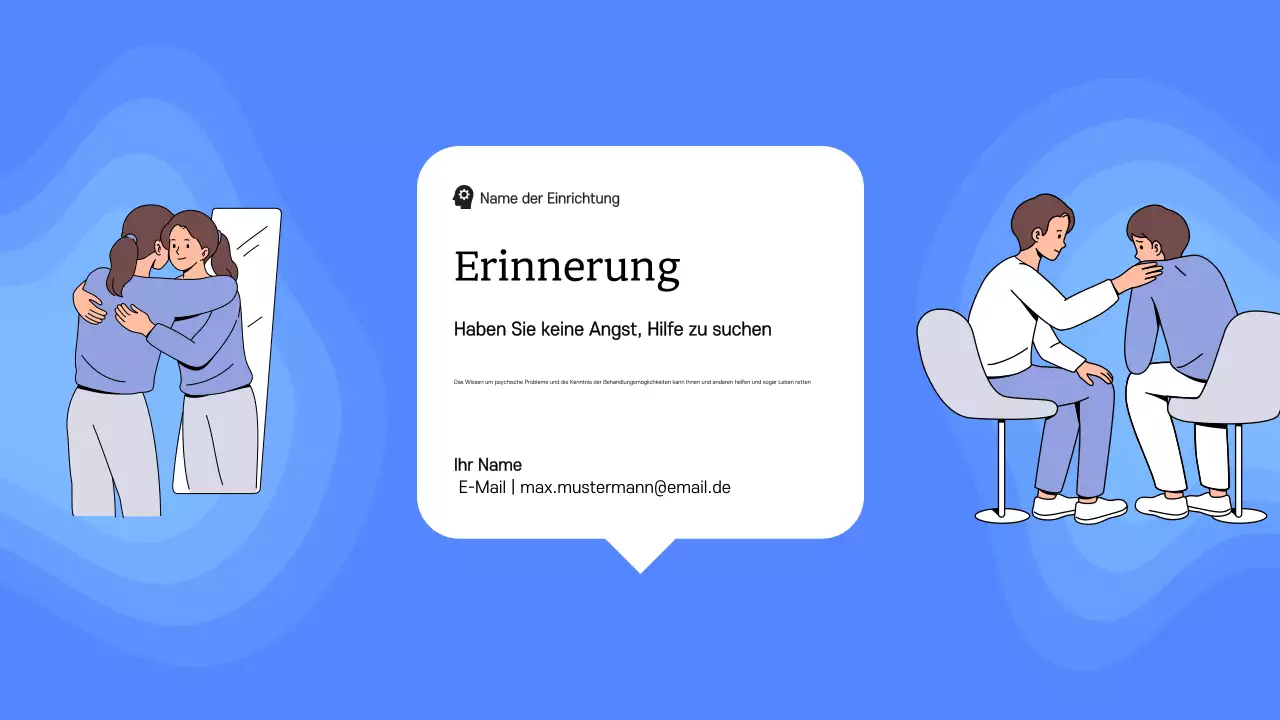 Blaue und weiße moderne Studienmaterialien Psychische Gesundheit und Therapie