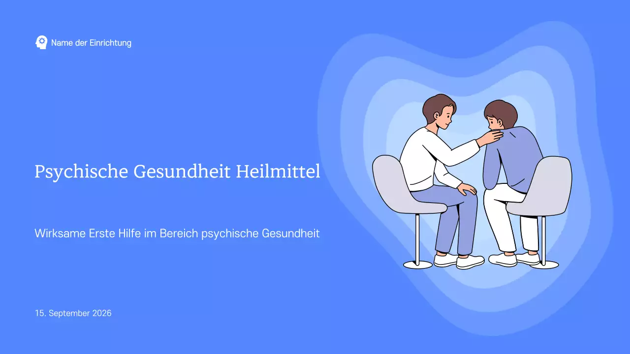 Blaue und weiße moderne Studienmaterialien Psychische Gesundheit und Therapie