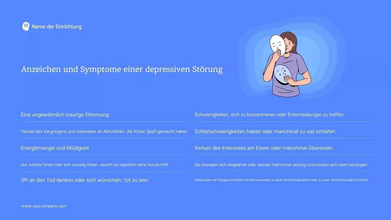 Blaue und weiße moderne Studienmaterialien Psychische Gesundheit und Therapie