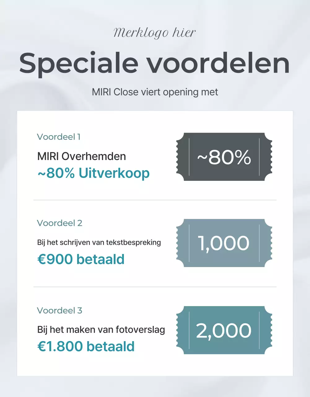 Promoot een minimalistisch mode-evenement in lichtblauw en grijs