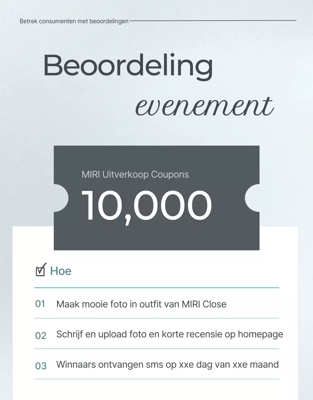 Promoot een minimalistisch mode-evenement in lichtblauw en grijs