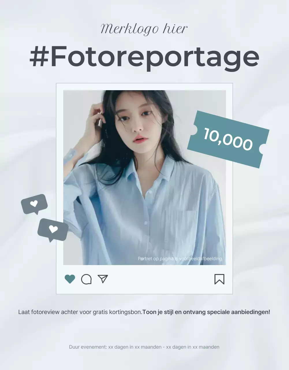 Promoot een minimalistisch mode-evenement in lichtblauw en grijs