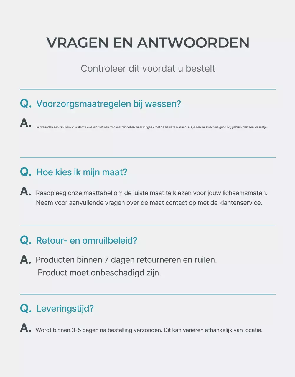 Bevorder lichtblauwe en grijze minimalistische modebegeleiding en voorzorgsmaatregelen