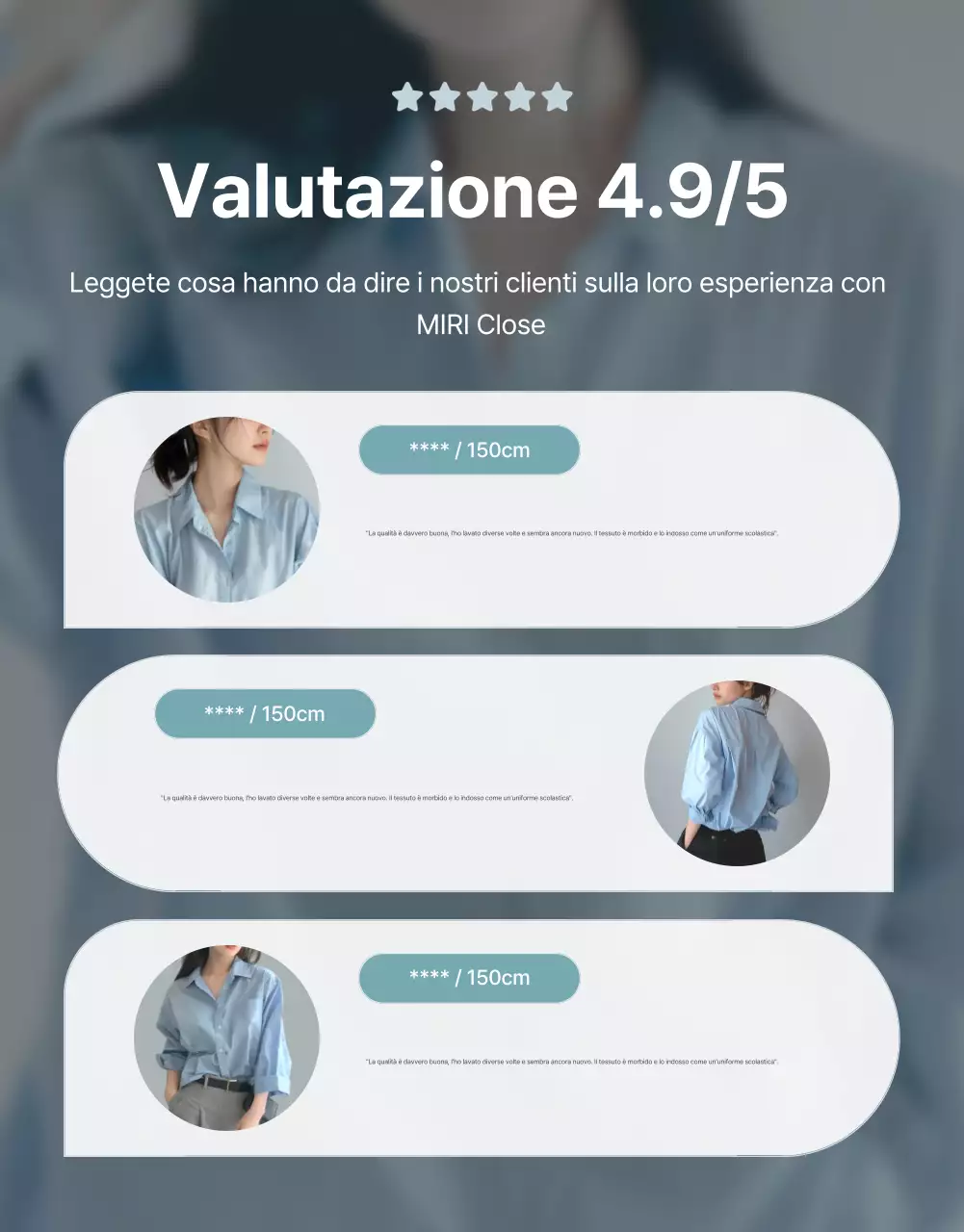 Promuovere un evento di rassegna di moda minimalista in azzurro e grigio