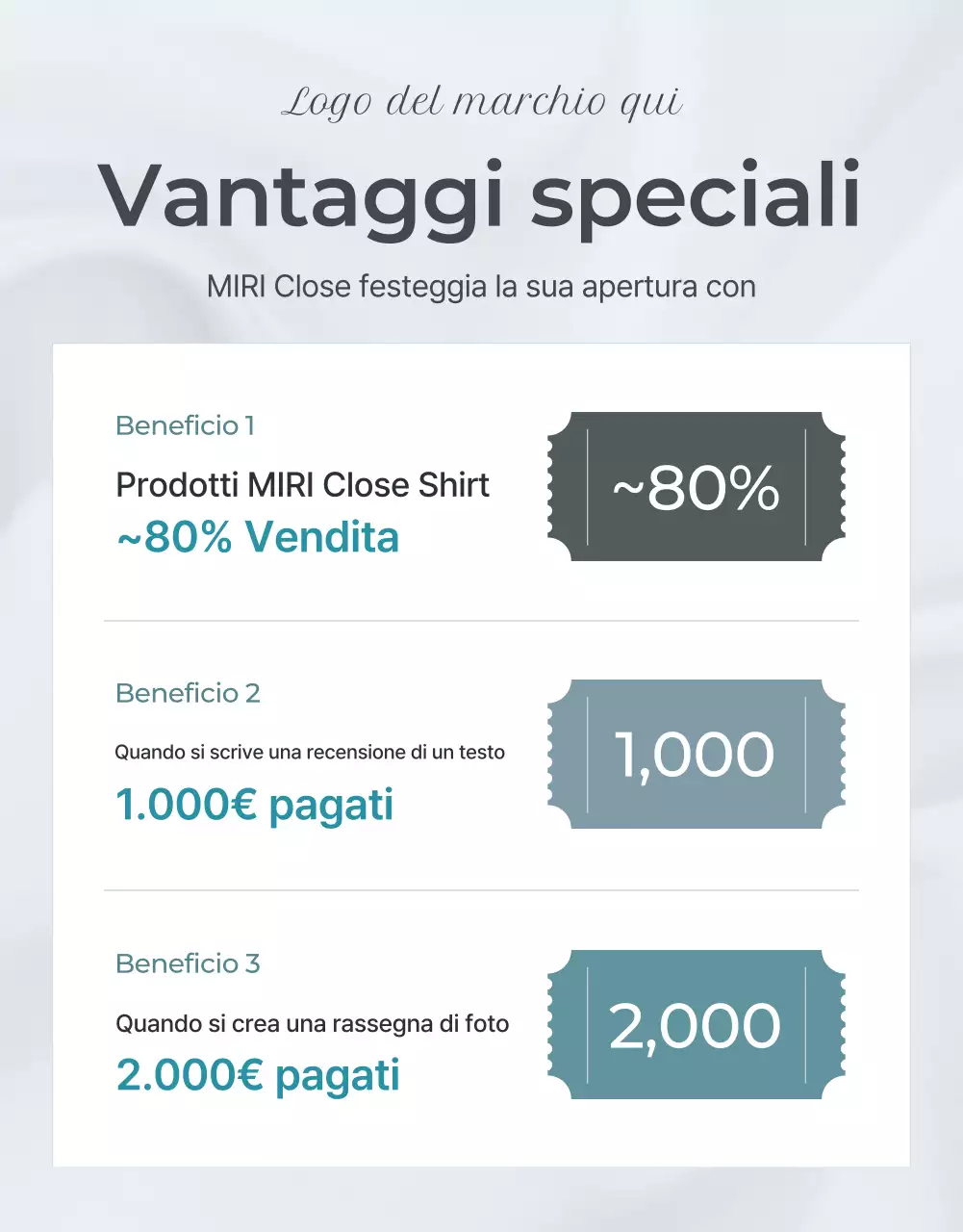 Promuovere un evento di rassegna di moda minimalista in azzurro e grigio