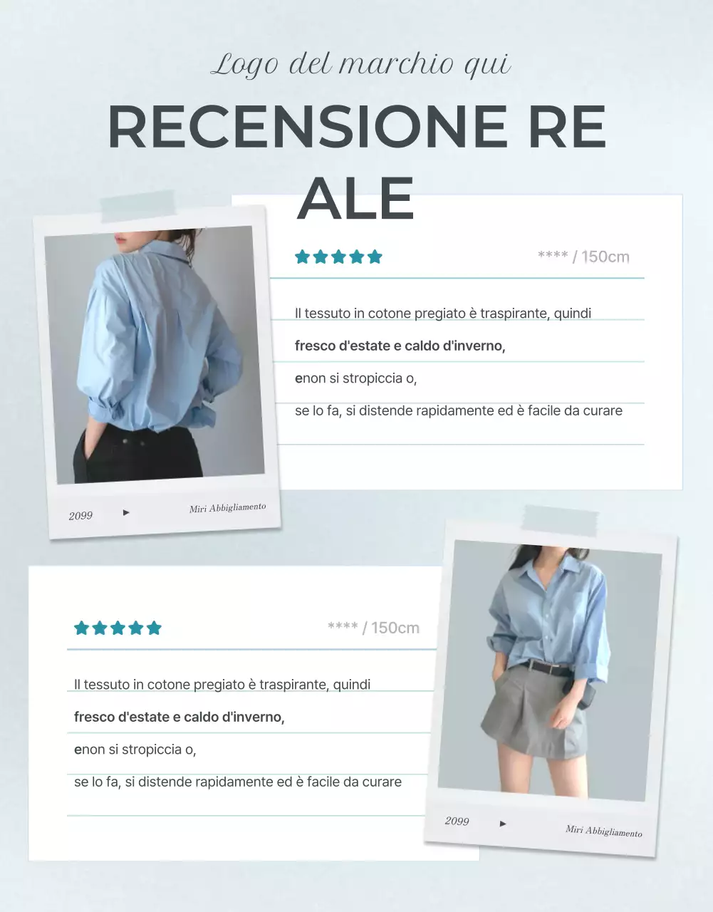 Promuovere un evento di rassegna di moda minimalista in azzurro e grigio