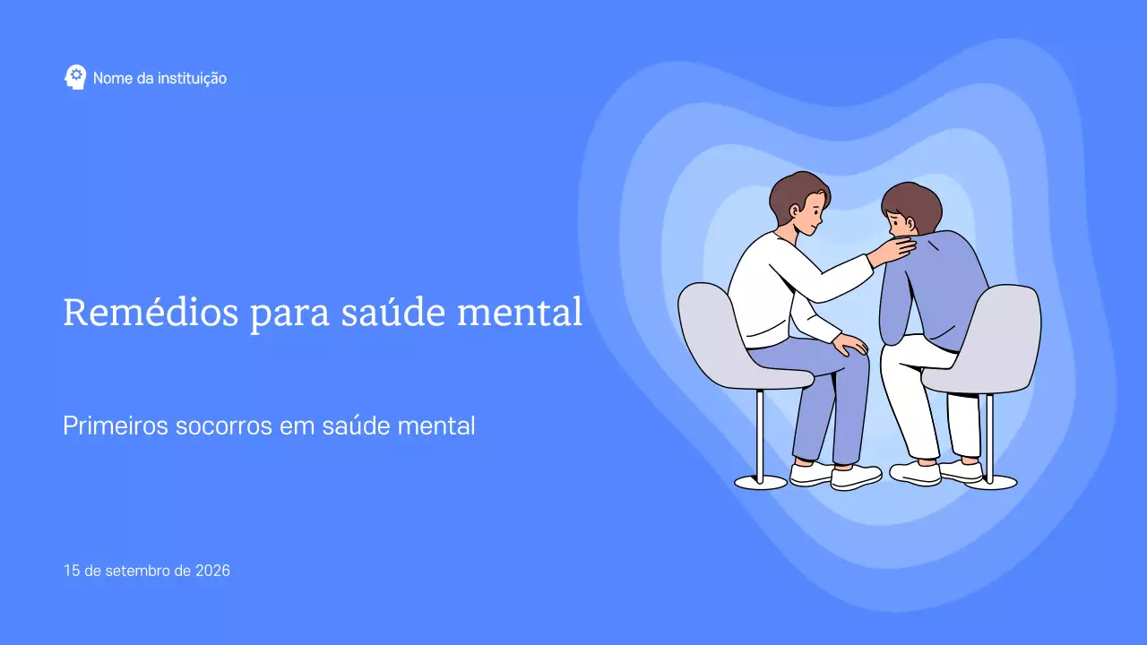 Azul e branco Materiais de estudo modernos Saúde mental e terapia