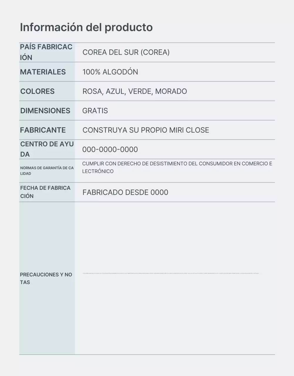 Promover la moda minimalista azul claro y gris orientación y precauciones