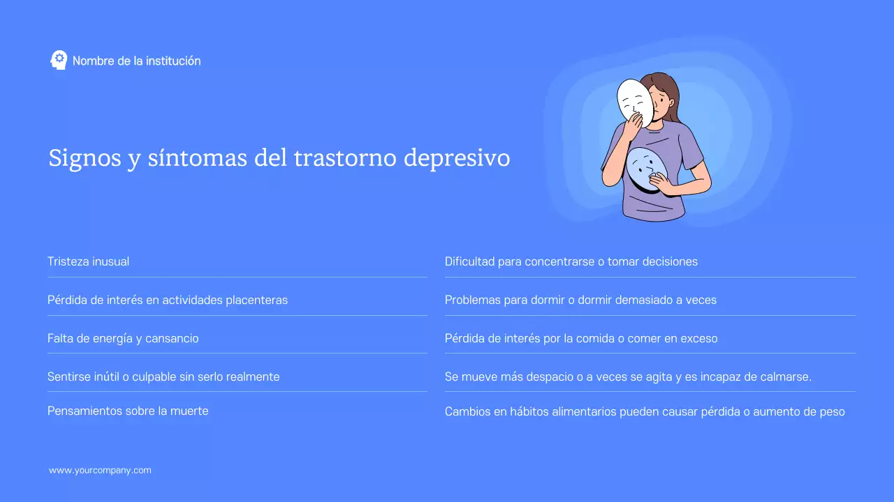 Material de estudio moderno azul y blanco Salud mental y terapia
