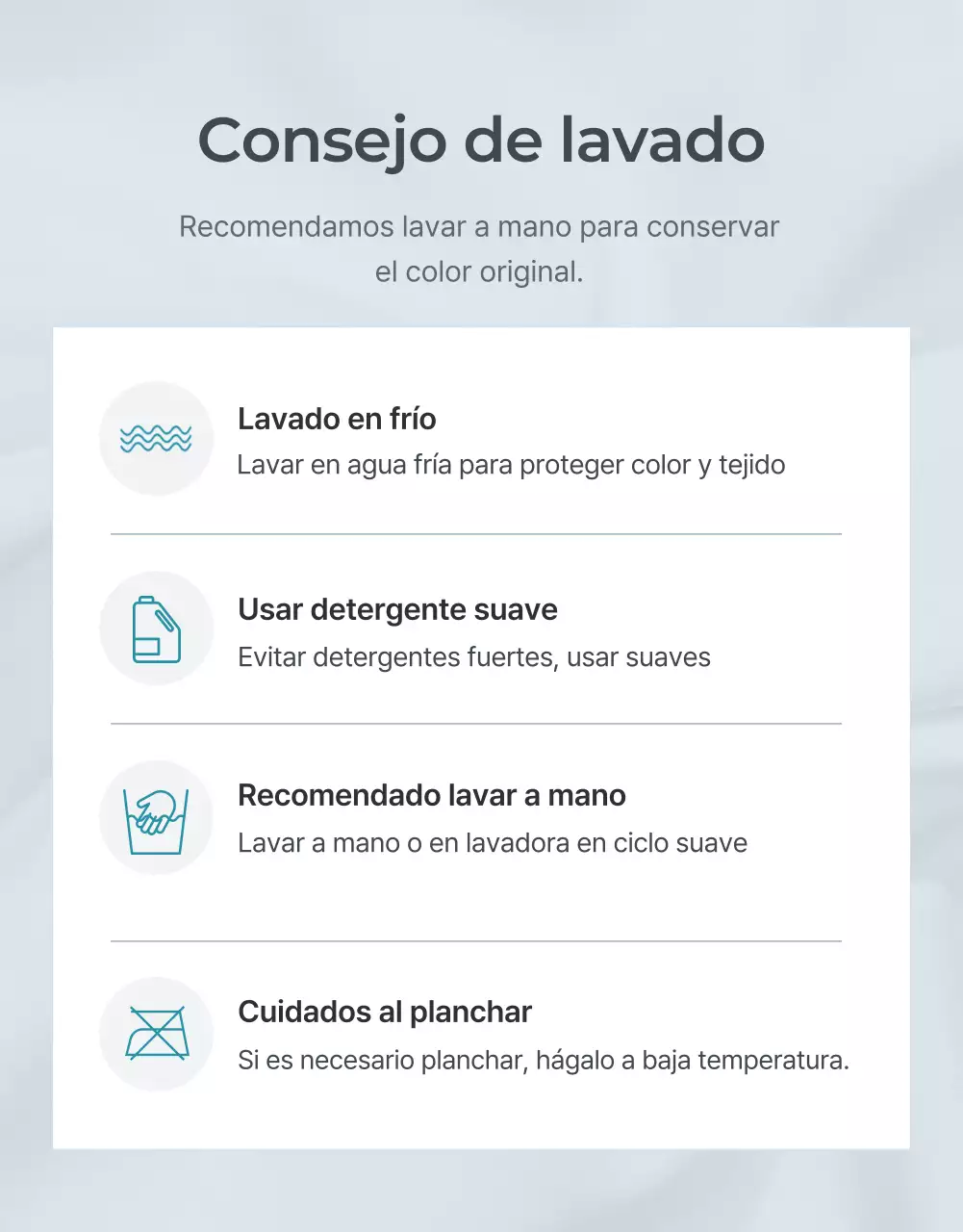 Promover la moda minimalista azul claro y gris orientación y precauciones