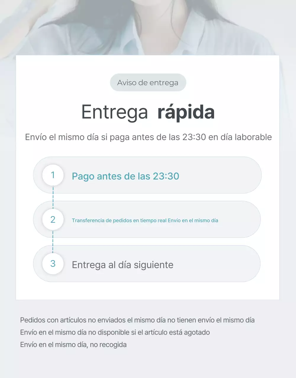 Promover la moda minimalista azul claro y gris orientación y precauciones