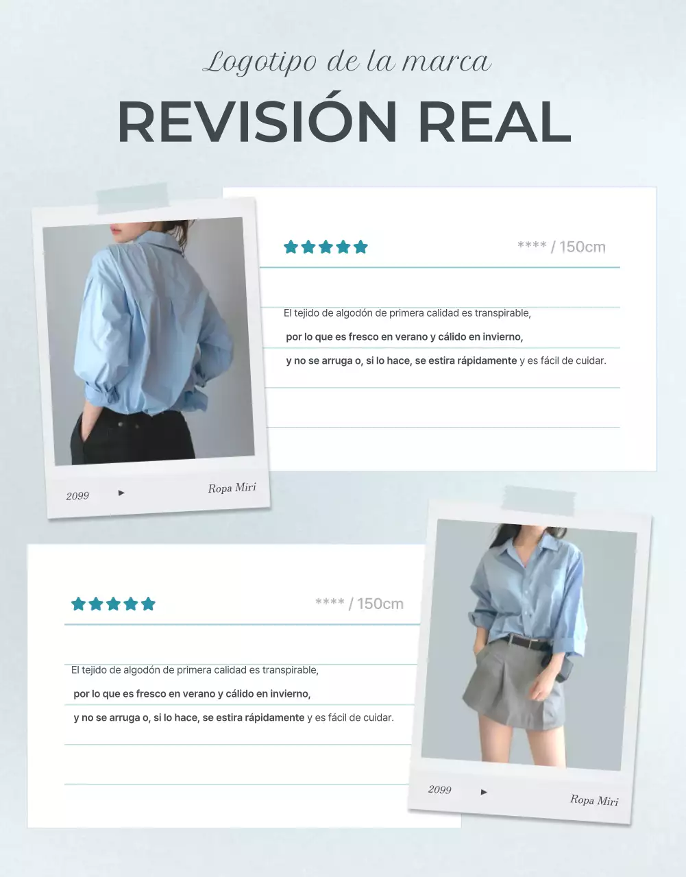 Promueva un evento de revisión de moda minimalista en azul claro y gris