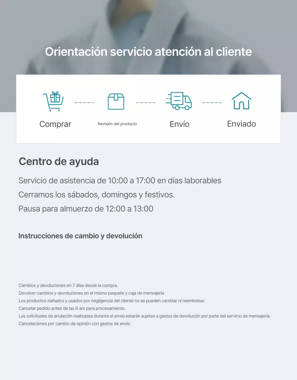 Promover la moda minimalista azul claro y gris orientación y precauciones