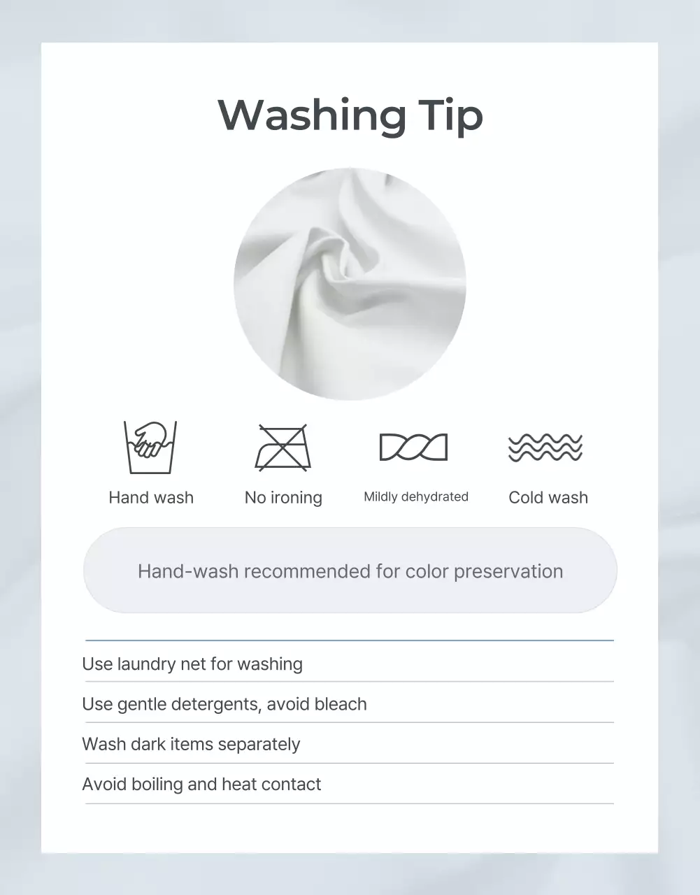 Quảng cáo trang chi tiết thời trang tối giản với màu xanh nhạt và xám