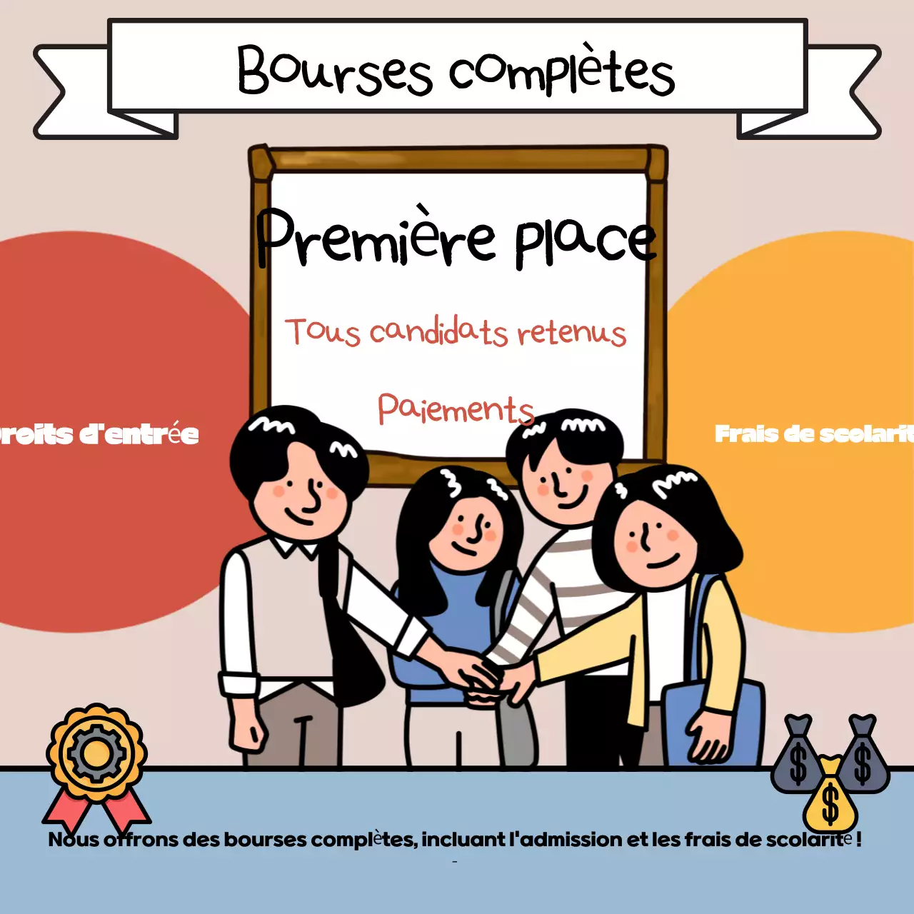 Pop art beige et noir pour le recrutement universitaire